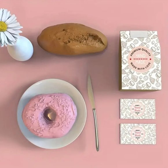 NEW 500 Stickers Variety of "Handmade" Stickers Baking and Craft Labels - Pink - Picture 4 of 4